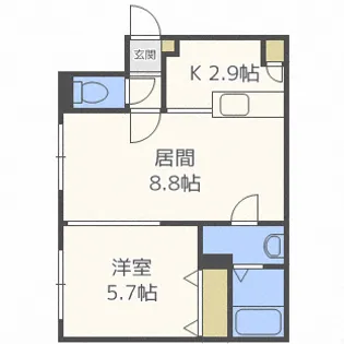 トラピース新札幌【1階】の間取り