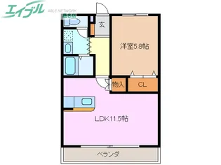 コーキア桑部【2階】の間取り