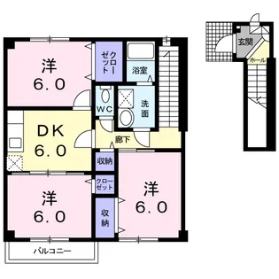 シャンブル・アロリA【2階】の間取り