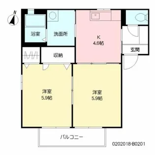 ディアスYK B棟【2階】の間取り