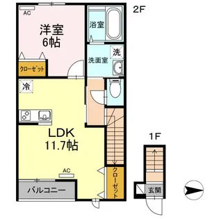 広島県福山市大門町野々浜【アパート】の間取り