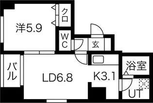 北海道札幌市中央区南八条西14【マンション】の間取り