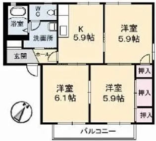 岡山県倉敷市有城【アパート】の間取り