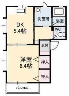 1DKの間取り画像