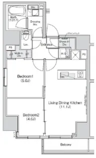 Belle Vue新橋【15階】の間取り