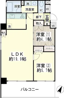 グッドビュー川崎【4階】の間取り