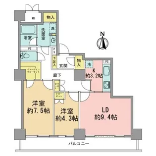パークタワー台原【3階】の間取り