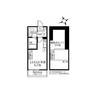 ハーミットクラブハウスKCK菊名【1階】の間取り