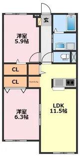 グリーンビレッジII【2階】の間取り