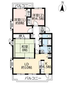 UR鶴山台【4階】の間取り
