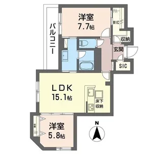 シャーメゾン横浜鶴見II【1階】の間取り