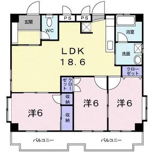 セントスヴェリエ上地【2階】の間取り