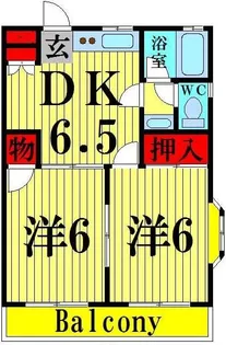 西保木間ハイツ【2階】の間取り
