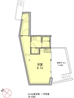 kolme夏目坂 102号【1階】の間取り