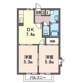 スリーコートA号棟【2階】の間取り