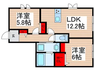 オーク本木【1階】の間取り