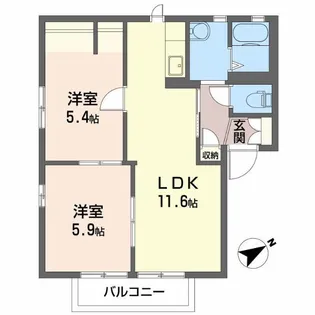サンハイツ富士岡B【2階】の間取り