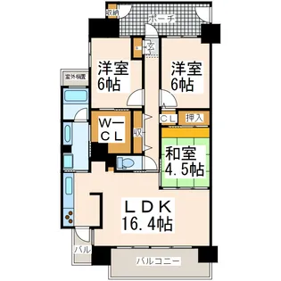 サーパス新屋敷東街区【11階】の間取り