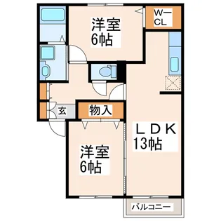 熊本県熊本市南区出仲間9【アパート】の間取り