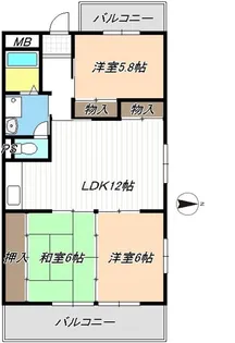 第5グランドハイツ服部【3階】の間取り