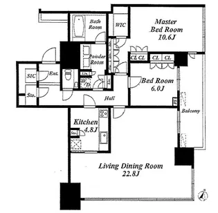 赤坂タワーレジデンス Top of the Hill【33階】の間取り