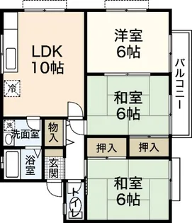 コーポラス道関B棟【1階】の間取り