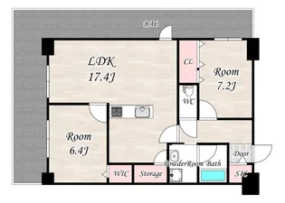 グランセジュール大国町【8階】の間取り