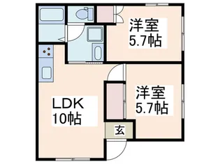 フラワーハイツ【1階】の間取り