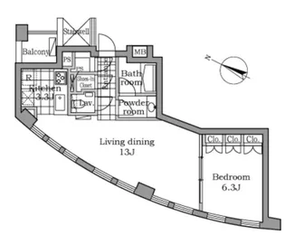東京都港区赤坂9【マンション】の間取り