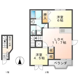 ユートピア次木 B【2階】の間取り