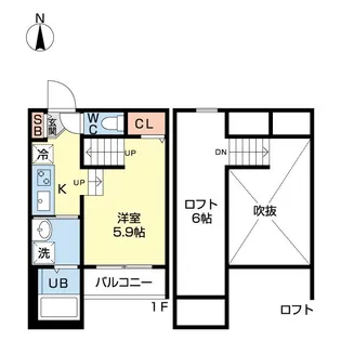 Crestre Sur 新水前寺【1階】の間取り