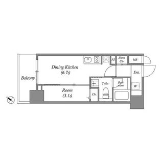 QUALITAS日本橋浜町(クオリタス日本橋浜町)【11階】の間取り