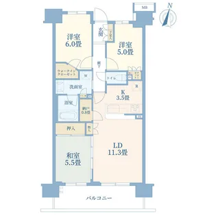 アサカレジデンス【6階】の間取り