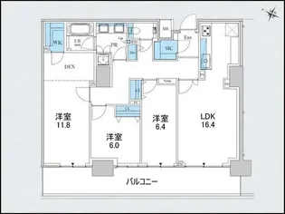 ロイヤルパークスER万代【18階】の間取り
