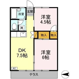 花嶋ハイツ A・B・C【1階】の間取り