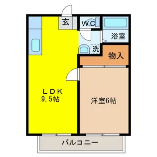 あかかべハイツ【1階】の間取り