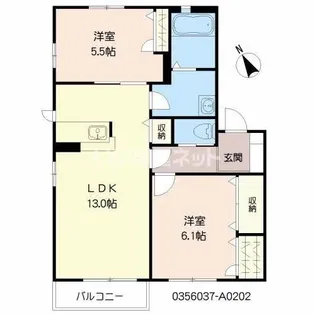 パディ沖代 A棟【2階】の間取り