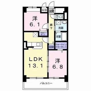 グリンデルヴァルト【2階】の間取り