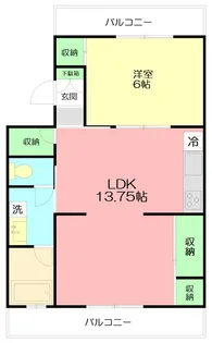 大六天マンション【1階】の間取り