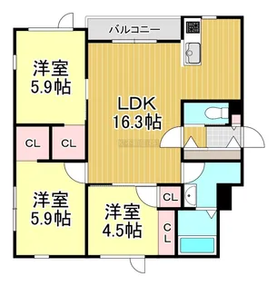 クレール六番館【1階】の間取り