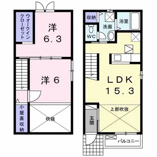 サン・コテージュD【1階】の間取り