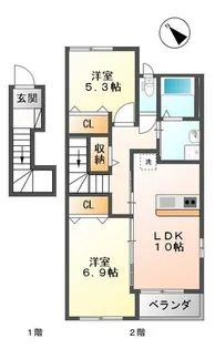 熊本県熊本市南区御幸笛田2【アパート】の間取り