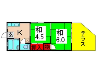 ハイツ若林【1階】の間取り
