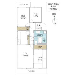 竜ヶ崎ハイツ B【3階】の間取り