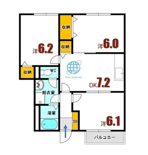 アーバインブレスB【1階】の間取り