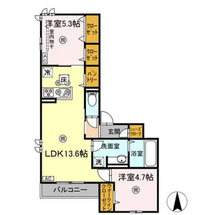 プレミール北長瀬【1階】の間取り
