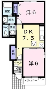 サンユニメント B棟【1階】の間取り