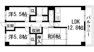 ヴィオレット宝塚【7階】の間取り