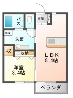 モンテローザ小待【1階】の間取り