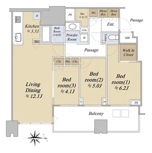 梅田ガーデンレジデンス【25階】の間取り